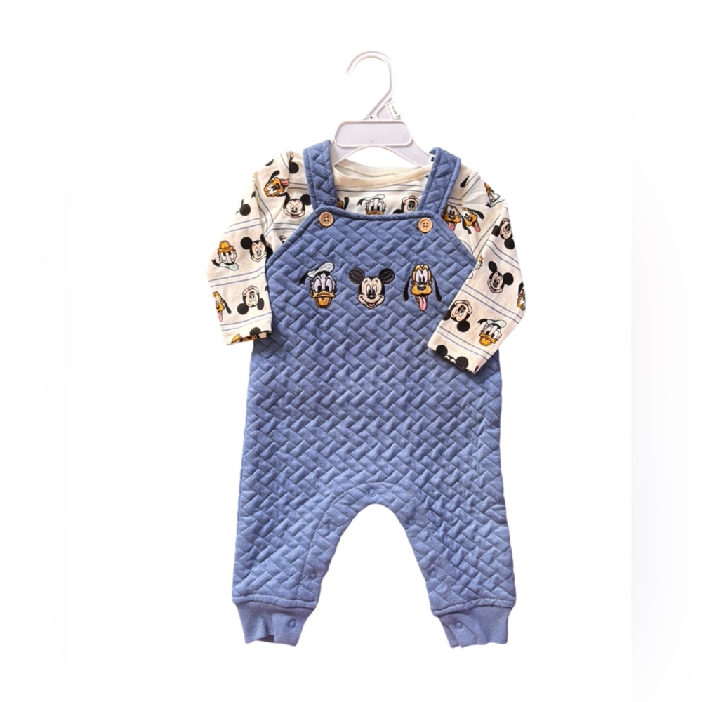 Disney Blue Quilted Overalls with Character Faces 3-6 Months NWT 8 0558